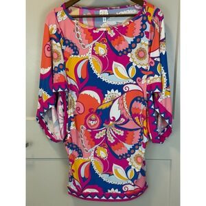 Trina Turk Sevilla B Tunic Beach Dress Cover Up Size Small Multicolor Paisley